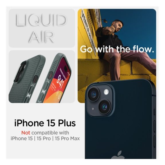Spigen Liquid Air Apple iPhone 15 Plus tok, zöld
