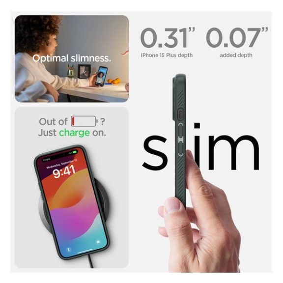 Spigen Liquid Air Apple iPhone 15 Plus tok, zöld