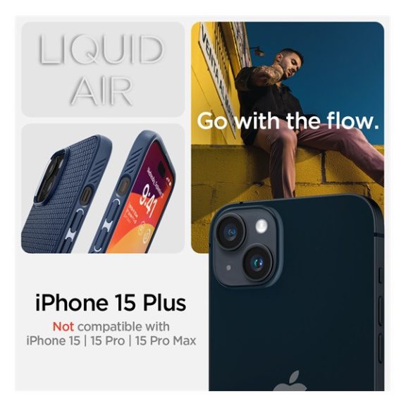 Spigen Liquid Air Apple iPhone 15 Plus tok, kék