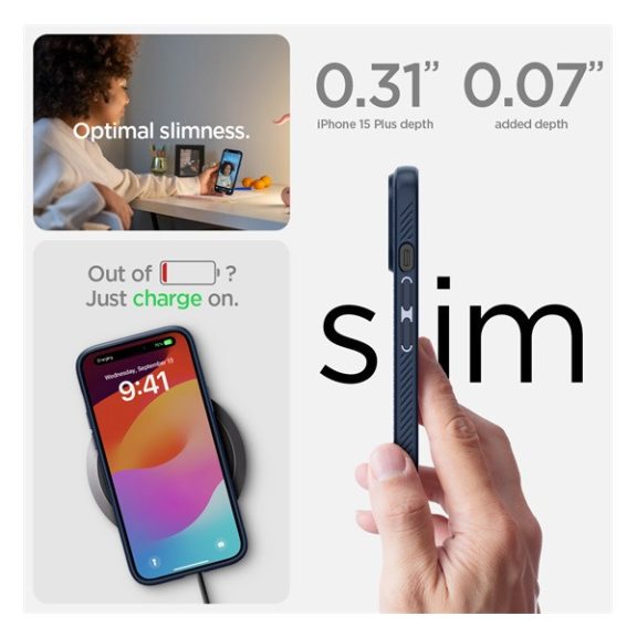 Spigen Liquid Air Apple iPhone 15 Plus tok, kék