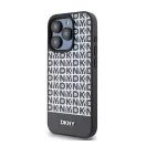 DKNY PU Leather Repeat Pattern Bottom Stripe Apple iPhone 15 Pro tok, fekete