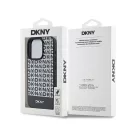 DKNY PU Leather Repeat Pattern Bottom Stripe Apple iPhone 15 Pro tok, fekete