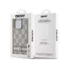 DKNY PU Leather Checkered Pattern and Stripe Apple iPhone 15 Pro tok, bézs