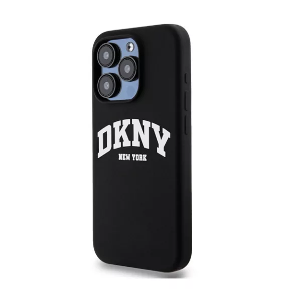 DKNY Liquid Silicone Arch Logo Apple iPhone 15 Pro Magsafe tok, fekete