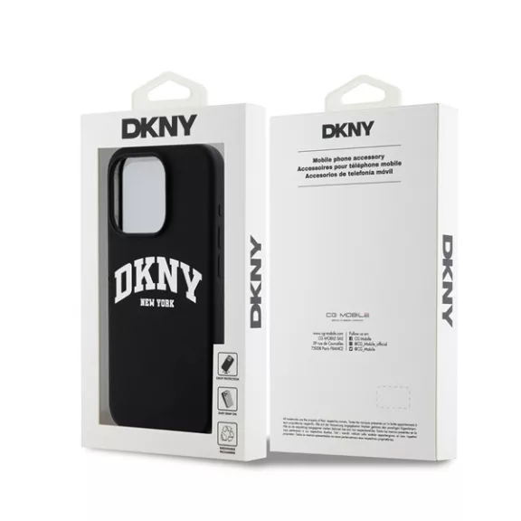 DKNY Liquid Silicone Arch Logo Apple iPhone 15 Pro Magsafe tok, fekete
