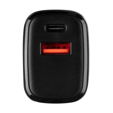   Tactical Base Plug Dual gyorstöltő adapter USB-A+ USB-C, 20W, fekete