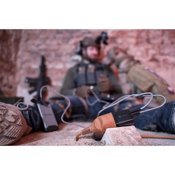 Tactical Base Plug Dual gyorstöltő adapter USB-A+ USB-C, 20W, fekete