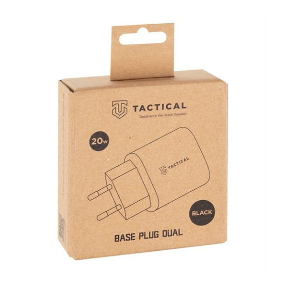 Tactical Base Plug Dual gyorstöltő adapter USB-A+ USB-C, 20W, fekete