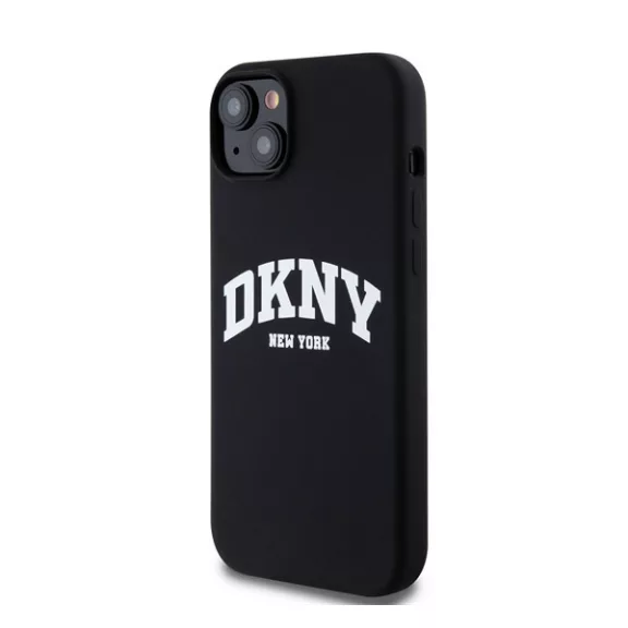 DKNY Liquid Silicone Arch Logo MagSafe iPhone 15 Plus hátlap tok, fekete