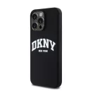 DKNY Liquid Silicone Arch Logo MagSafe iPhone 15 Pro Max hátlap tok, fekete