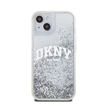   DKNY Liquid Glitter Arch Logo iPhone 15 hátlap tok, átlátszó