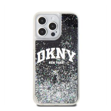  DKNY Liquid Glitter Arch Logo iPhone 13 Pro hátlap tok, fekete