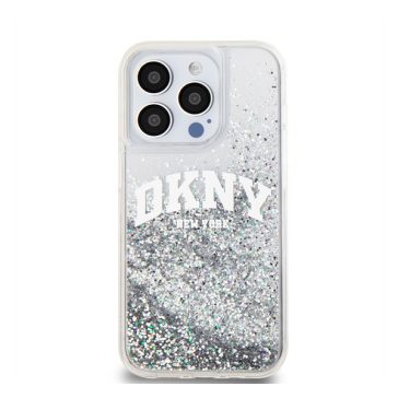   DKNY Liquid Glitter Arch Logo iPhone 14 Pro Max hátlap tok, átlátszó