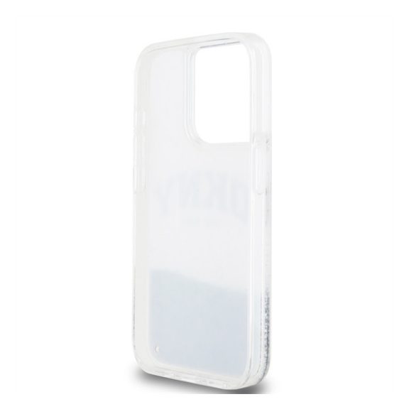 DKNY Liquid Glitter Arch Logo iPhone 14 Pro Max hátlap tok, átlátszó