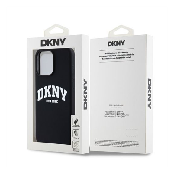 DKNY Liquid Silicone Arch Logo iPhone 14 Pro Max Magsafe hátlap tok, fekete
