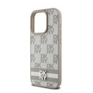 DKNY PU Leather Checkered Pattern and Stripe iPhone 13 Pro hátlap tok, bézs