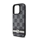 DKNY PU Leather Checkered Pattern and Stripe iPhone 13 Pro hátlap tok, fekete
