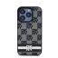 DKNY PU Leather Checkered Pattern and Stripe iPhone 13 Pro Max hátlap tok, fekete