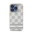 DKNY PU Leather Checkered Pattern and Stripe iPhone 14 Pro hátlap tok, bézs