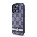 DKNY PU Leather Checkered Pattern and Stripe iPhone 15 Pro Max hátlap tok, kék