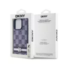 DKNY PU Leather Checkered Pattern and Stripe iPhone 15 Pro Max hátlap tok, kék