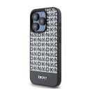 DKNY PU Leather Repeat Pattern Bottom Stripe iPhone 13 Pro Max hátlap tok, fekete