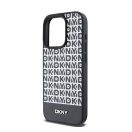 DKNY PU Leather Repeat Pattern Bottom Stripe iPhone 13 Pro Max hátlap tok, fekete