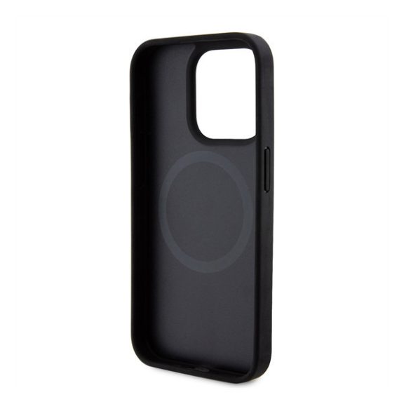 DKNY PU Leather Repeat Pattern Bottom Stripe iPhone 13 Pro Max hátlap tok, fekete