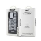 DKNY PU Leather Repeat Pattern Bottom Stripe iPhone 13 Pro Max hátlap tok, fekete
