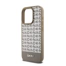 DKNY PU Leather Repeat Pattern Bottom Stripe iPhone 13 Pro Max hátlap tok, barna