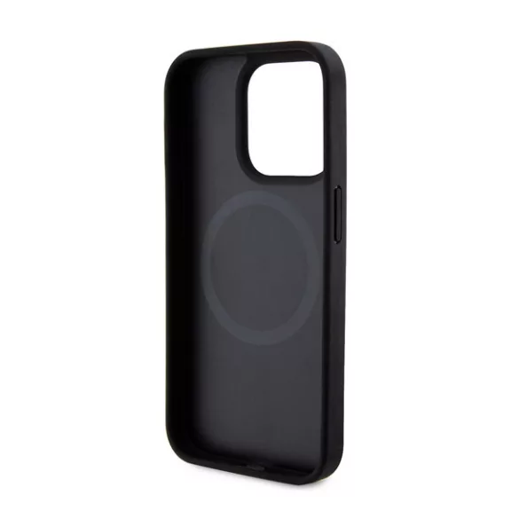 DKNY PU Leather Repeat Pattern Bottom Stripe iPhone 15 Pro Max hátlap tok, fekete