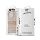 DKNY PU Leather Repeat Pattern Tonal Stripe iPhone 14 Pro Max hátlap tok, rózsaszín