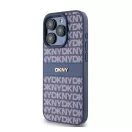 DKNY PU Leather Repeat Pattern Tonal Stripe iPhone 15 Pro Max hátlap tok, kék