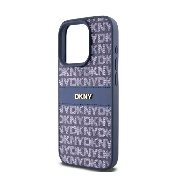 DKNY PU Leather Repeat Pattern Tonal Stripe iPhone 15 Pro Max hátlap tok, kék