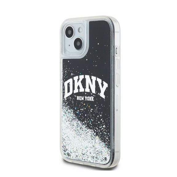 DKNY Liquid Glitter Big Logo Apple iPhone 15 Plus / 14 Plus hátlap tok, fekete, DKHCP15MLBNAEK