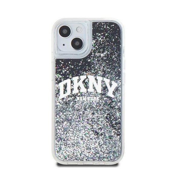 DKNY Liquid Glitter Big Logo Apple iPhone 15 Plus / 14 Plus hátlap tok, fekete, DKHCP15MLBNAEK
