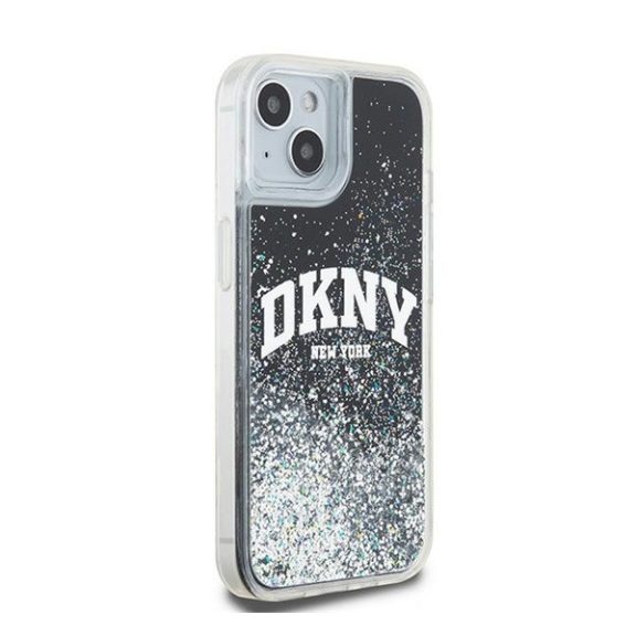 DKNY Liquid Glitter Big Logo Apple iPhone 15 Plus / 14 Plus hátlap tok, fekete, DKHCP15MLBNAEK