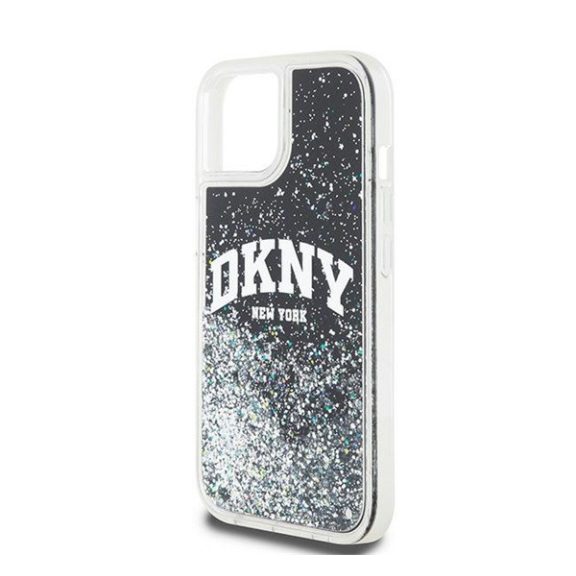 DKNY Liquid Glitter Big Logo Apple iPhone 15 Plus / 14 Plus hátlap tok, fekete, DKHCP15MLBNAEK
