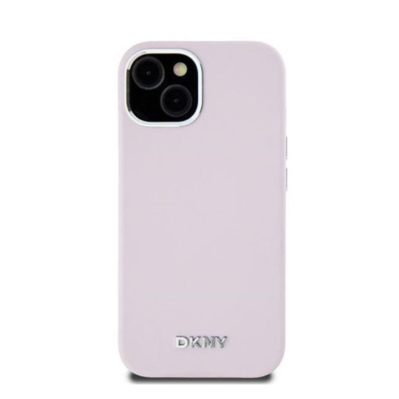 DKNY Liquid Silicone Small Metal Logo Apple iPhone 15 Plus / 14 Plus Magsafe hátlap tok, rózsaszín, DKHMP15MSMCHLP