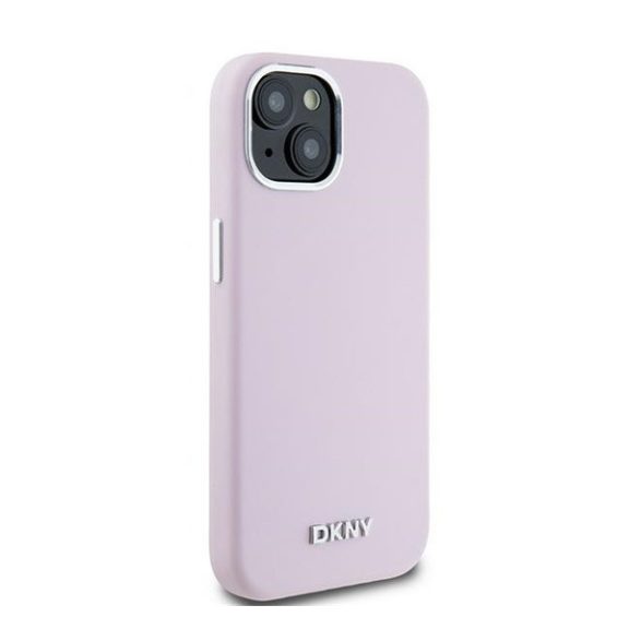 DKNY Liquid Silicone Small Metal Logo Apple iPhone 15 Plus / 14 Plus Magsafe hátlap tok, rózsaszín, DKHMP15MSMCHLP