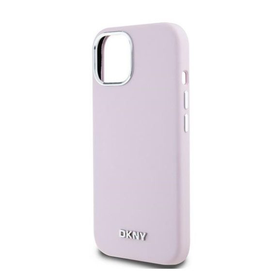 DKNY Liquid Silicone Small Metal Logo Apple iPhone 15 Plus / 14 Plus Magsafe hátlap tok, rózsaszín, DKHMP15MSMCHLP