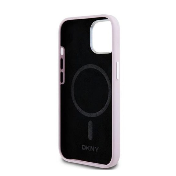 DKNY Liquid Silicone Small Metal Logo Apple iPhone 15 Plus / 14 Plus Magsafe hátlap tok, rózsaszín, DKHMP15MSMCHLP