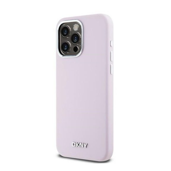 DKNY Liquid Silicone Small Metal Logo iPhone 14 Pro Max Magsafe hátlap tok, rózsaszín, DKHMP14XSMCHLP