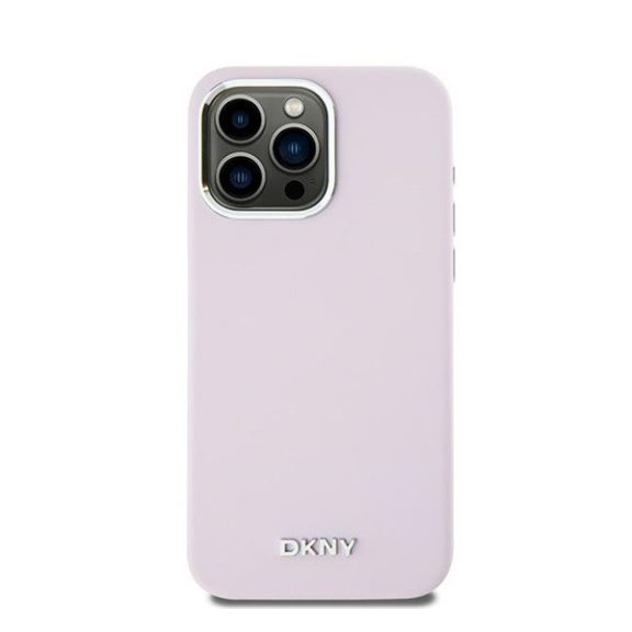 DKNY Liquid Silicone Small Metal Logo iPhone 14 Pro Max Magsafe hátlap tok, rózsaszín, DKHMP14XSMCHLP
