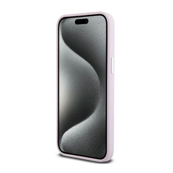 DKNY Liquid Silicone Small Metal Logo iPhone 14 Pro Max Magsafe hátlap tok, rózsaszín, DKHMP14XSMCHLP