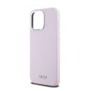 DKNY Liquid Silicone Small Metal Logo iPhone 14 Pro Max Magsafe hátlap tok, rózsaszín, DKHMP14XSMCHLP