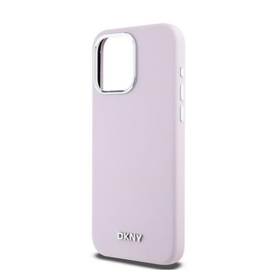 DKNY Liquid Silicone Small Metal Logo iPhone 14 Pro Max Magsafe hátlap tok, rózsaszín, DKHMP14XSMCHLP