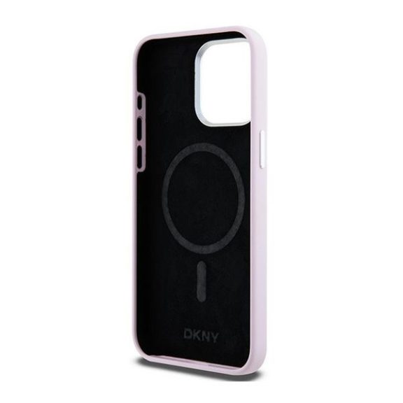 DKNY Liquid Silicone Small Metal Logo iPhone 14 Pro Max Magsafe hátlap tok, rózsaszín, DKHMP14XSMCHLP