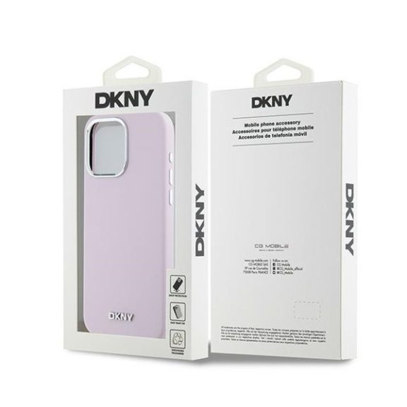 DKNY Liquid Silicone Small Metal Logo iPhone 14 Pro Max Magsafe hátlap tok, rózsaszín, DKHMP14XSMCHLP