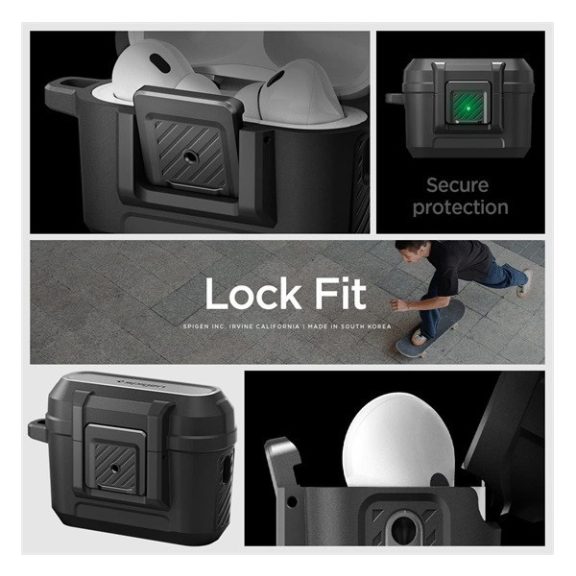 Spigen Lock Fit Airpods Pro (2nd Gen) fülhallgató tok, matt fekete